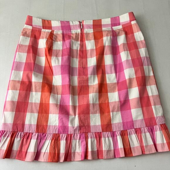 J. Crew Factory Printed Ruffle Mini Skirt in Cotton Poplin Pink Size 63 - Picture 3 of 9
